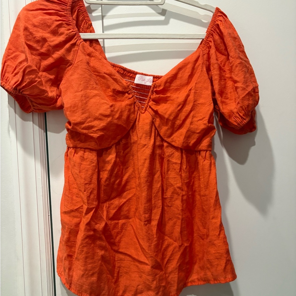 Pink Lily Vibrant Orange Blouse